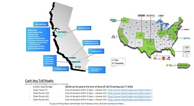 RV hire in USA toll road